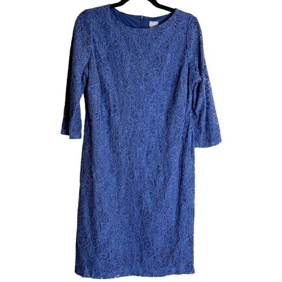 Chico's NEW Lace shift Dress Women 6 (0.5) Overlay STYLE 570285432 Business blue - Picture 1 of 10